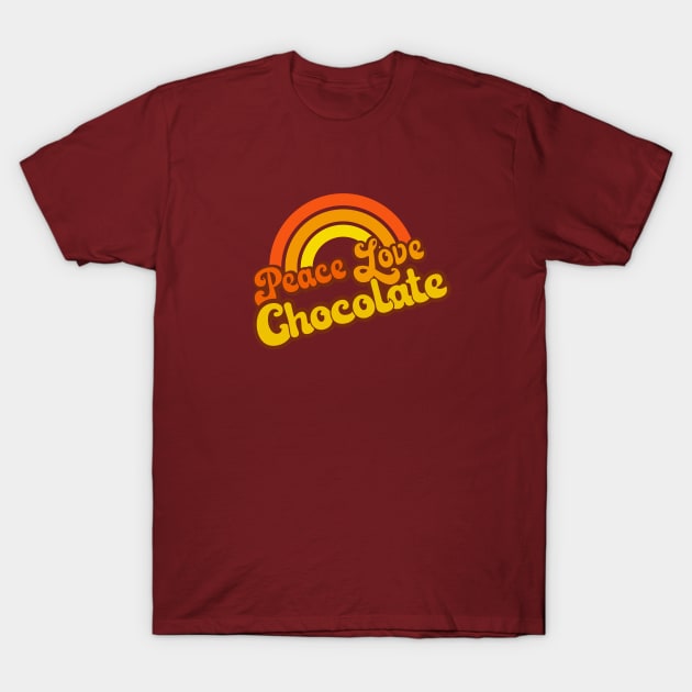 Retro Rainbow - Peace, Love Chocolate T-Shirt by Jitterfly